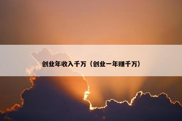 创业年收入千万（创业一年赚千万）