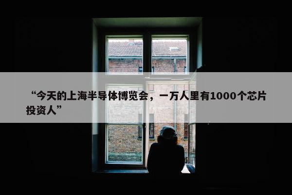 “今天的上海半导体博览会，一万人里有1000个芯片投资人”