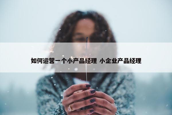 如何运营一个小产品经理 小企业产品经理