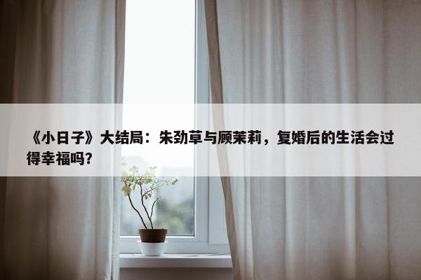 《小日子》大结局：朱劲草与顾茉莉，复婚后的生活会过得幸福吗？