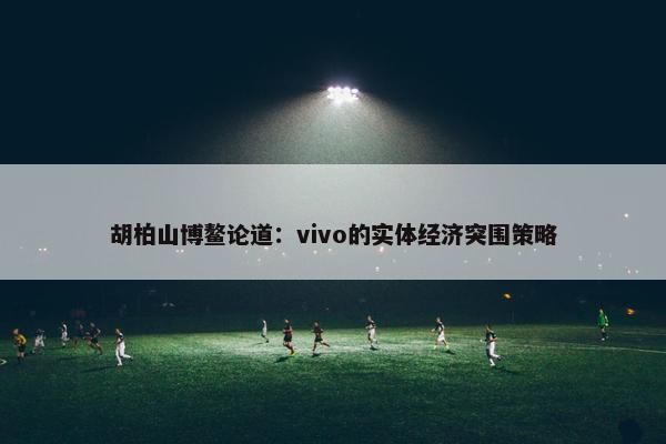 胡柏山博鳌论道：vivo的实体经济突围策略