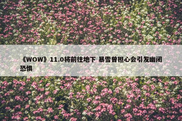 《WOW》11.0将前往地下 暴雪曾担心会引发幽闭恐惧