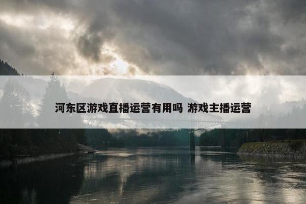 河东区游戏直播运营有用吗 游戏主播运营