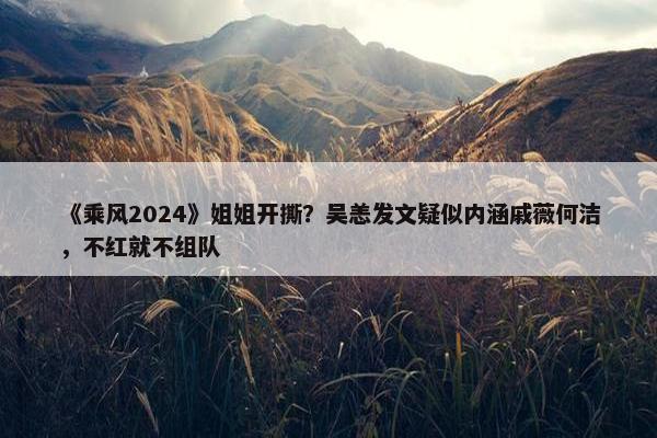 《乘风2024》姐姐开撕？吴恙发文疑似内涵戚薇何洁，不红就不组队