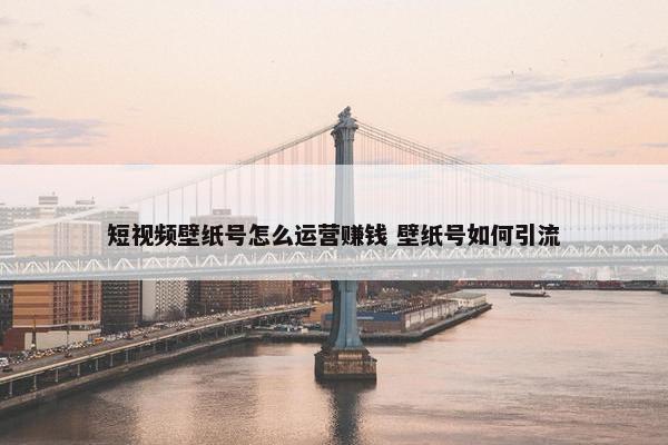 短视频壁纸号怎么运营赚钱 壁纸号如何引流