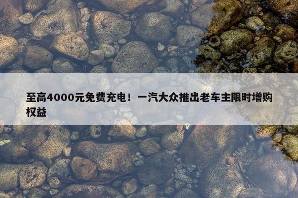 至高4000元免费充电！一汽大众推出老车主限时增购权益