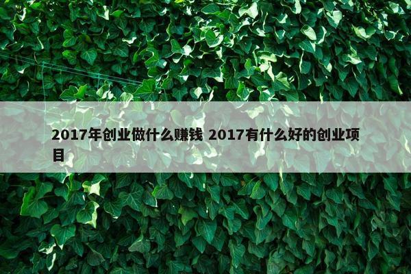 2017年创业做什么赚钱 2017有什么好的创业项目