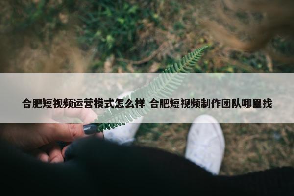 合肥短视频运营模式怎么样 合肥短视频制作团队哪里找