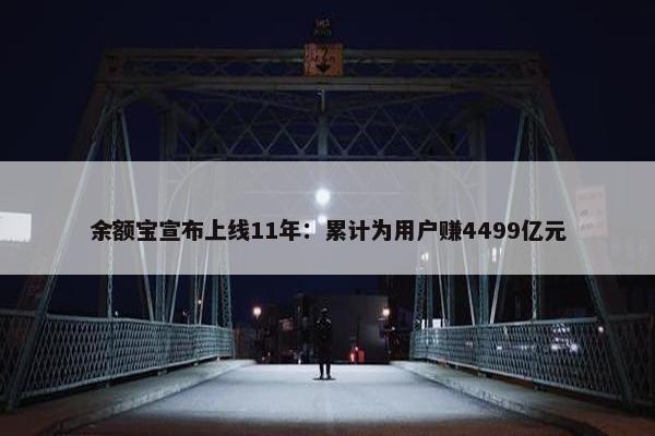 余额宝宣布上线11年：累计为用户赚4499亿元