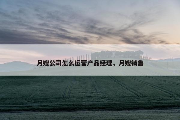 月嫂公司怎么运营产品经理，月嫂销售