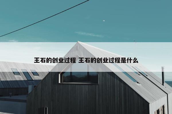 王石的创业过程 王石的创业过程是什么