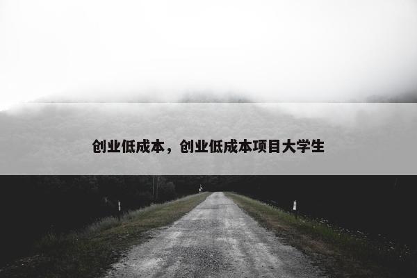 创业低成本，创业低成本项目大学生