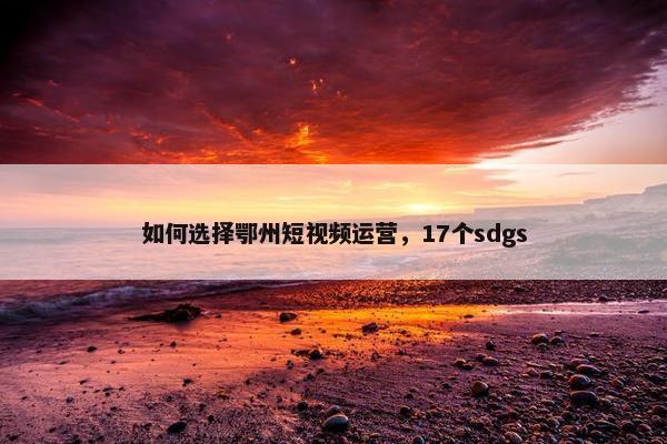 如何选择鄂州短视频运营，17个sdgs