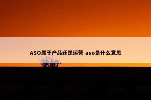 ASO属于产品还是运营 aso是什么意思