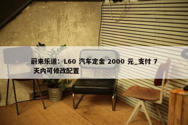 蔚来乐道：L60 汽车定金 2000 元_支付 7 天内可修改配置