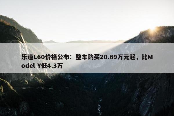 乐道L60价格公布：整车购买20.69万元起，比Model Y低4.3万