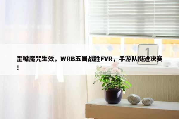 歪嘴魔咒生效，WRB五局战胜FVR，手游队挺进决赛！