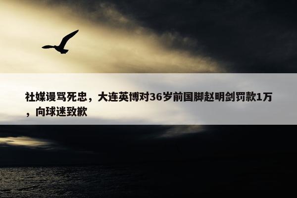 社媒谩骂死忠，大连英博对36岁前国脚赵明剑罚款1万，向球迷致歉