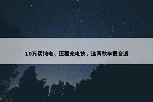 10万买纯电，还要充电快，这两款车很合适