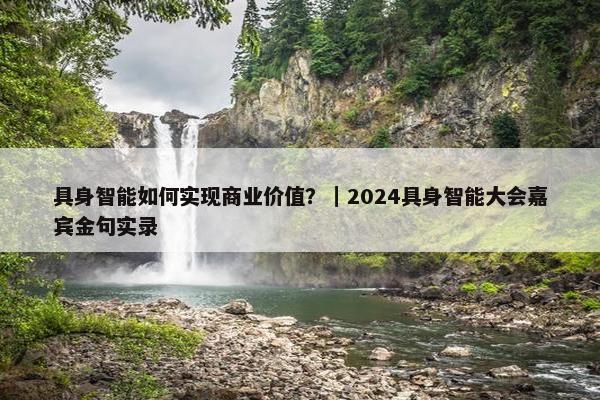 具身智能如何实现商业价值？｜2024具身智能大会嘉宾金句实录