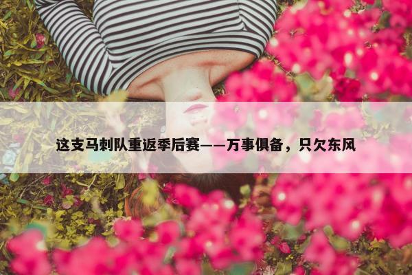 这支马刺队重返季后赛——万事俱备，只欠东风