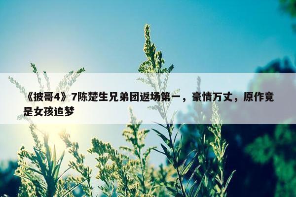 《披哥4》7陈楚生兄弟团返场第一，豪情万丈，原作竟是女孩追梦