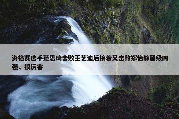 资格赛选手范思琦击败王艺迪后接着又击败郑怡静晋级四强，很厉害