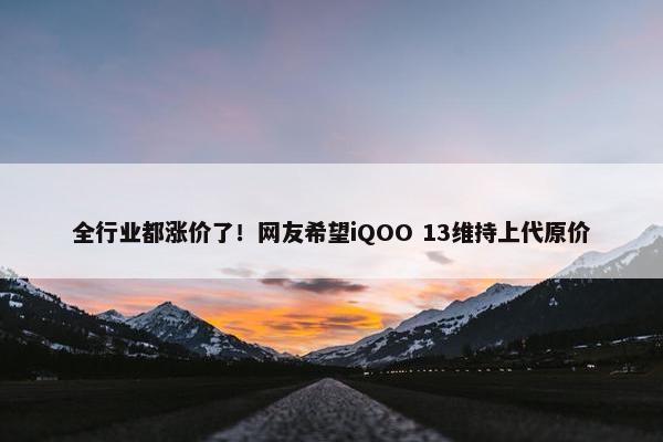 全行业都涨价了！网友希望iQOO 13维持上代原价