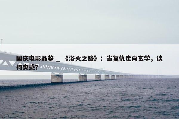 国庆电影品鉴 _ 《浴火之路》：当复仇走向玄学，谈何爽感？