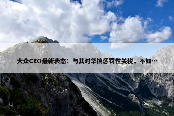 大众CEO最新表态：与其对华搞惩罚性关税，不如…