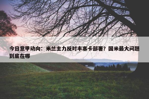 今日意甲动向：米兰主力反对丰塞卡部署？国米最大问题到底在哪