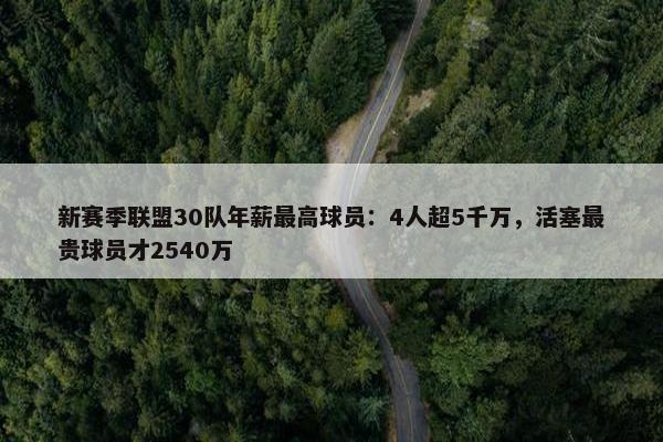 新赛季联盟30队年薪最高球员：4人超5千万，活塞最贵球员才2540万