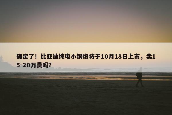 确定了！比亚迪纯电小钢炮将于10月18日上市，卖15-20万贵吗？