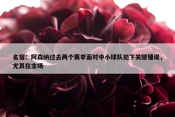 名宿：阿森纳过去两个赛季面对中小球队犯下关键错误，尤其在主场