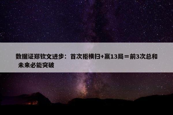 数据证郑钦文进步：首次拒横扫+赢13局＝前3次总和 未来必能突破