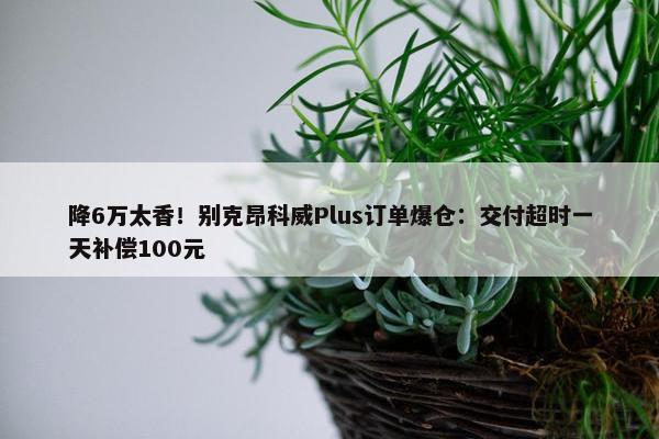 降6万太香！别克昂科威Plus订单爆仓：交付超时一天补偿100元