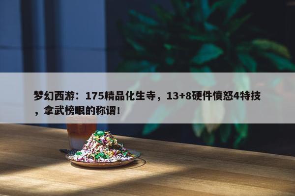 梦幻西游：175精品化生寺，13+8硬件愤怒4特技，拿武榜眼的称谓！