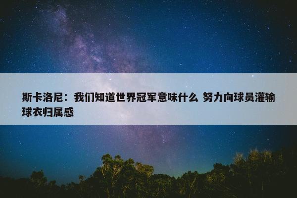 斯卡洛尼：我们知道世界冠军意味什么 努力向球员灌输球衣归属感