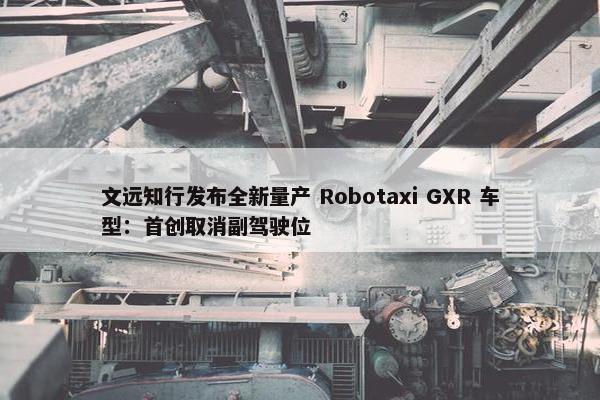 文远知行发布全新量产 Robotaxi GXR 车型：首创取消副驾驶位