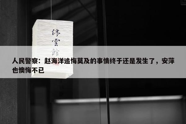 人民警察：赵海洋追悔莫及的事情终于还是发生了，安萍也懊悔不已