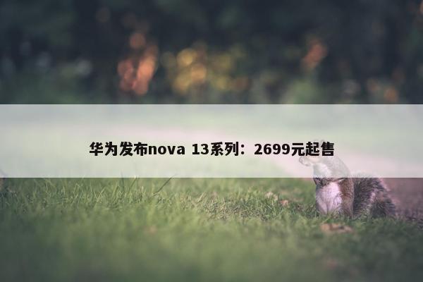 华为发布nova 13系列：2699元起售