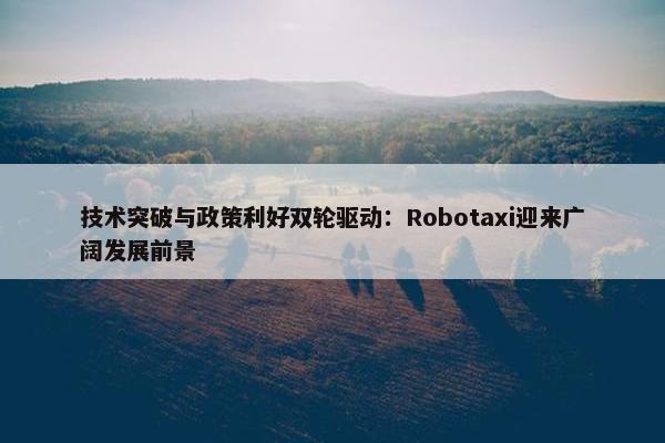 技术突破与政策利好双轮驱动：Robotaxi迎来广阔发展前景