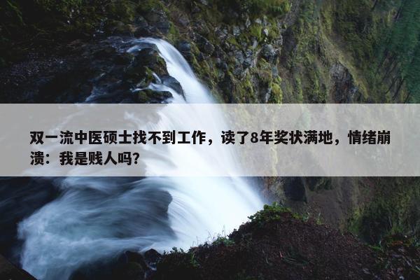 双一流中医硕士找不到工作，读了8年奖状满地，情绪崩溃：我是贱人吗？