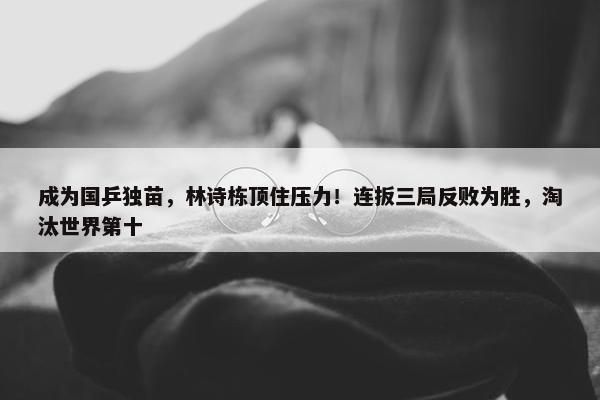 成为国乒独苗，林诗栋顶住压力！连扳三局反败为胜，淘汰世界第十