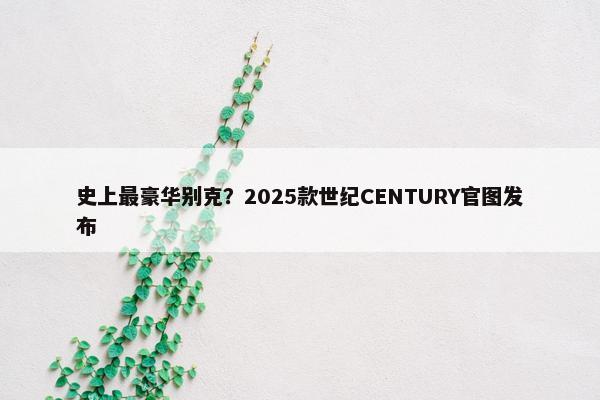 史上最豪华别克？2025款世纪CENTURY官图发布