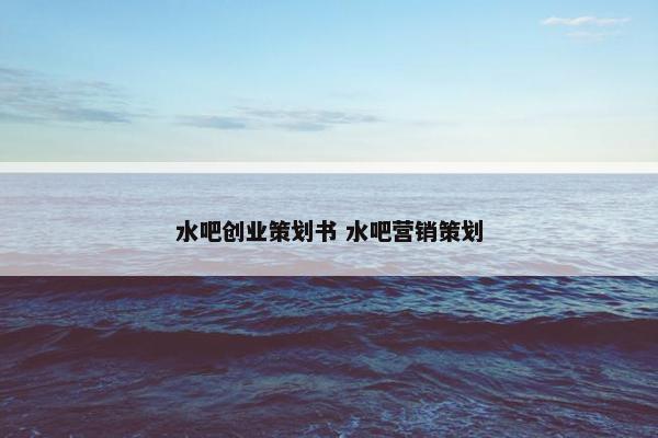 水吧创业策划书 水吧营销策划