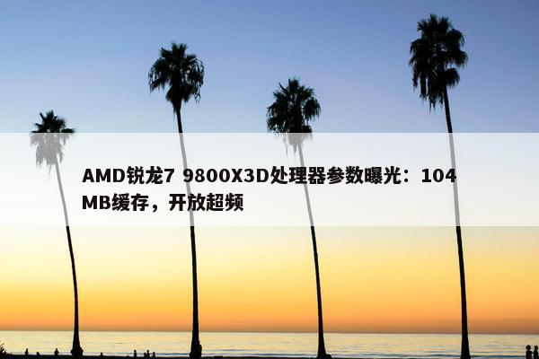 AMD锐龙7 9800X3D处理器参数曝光：104MB缓存，开放超频