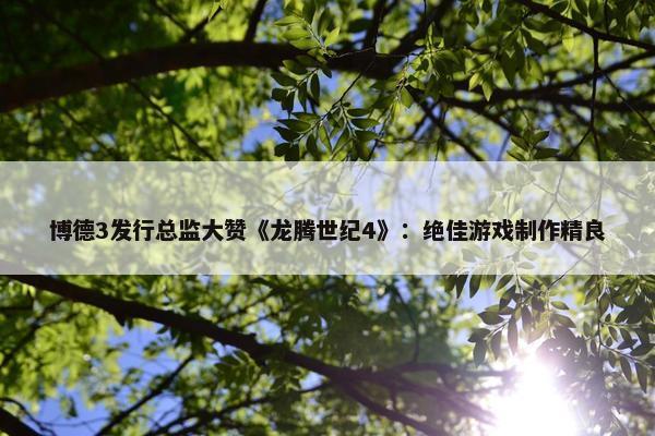 博德3发行总监大赞《龙腾世纪4》：绝佳游戏制作精良