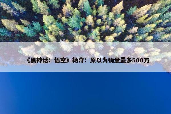 《黑神话：悟空》杨奇：原以为销量最多500万