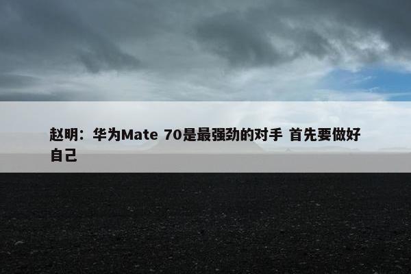 赵明：华为Mate 70是最强劲的对手 首先要做好自己